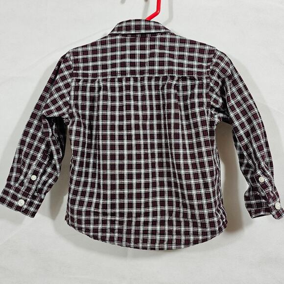 The Children's Place Infant Boy's Button-Down Red Plaid Oxford Shirt 18-… - Picture 3 of 5